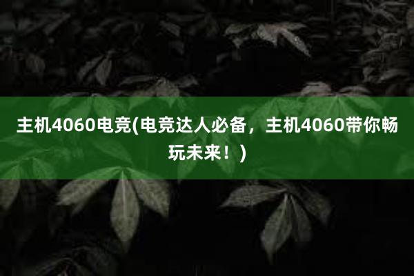 主机4060电竞(电竞达人必备，主机4060带你畅玩未来！)