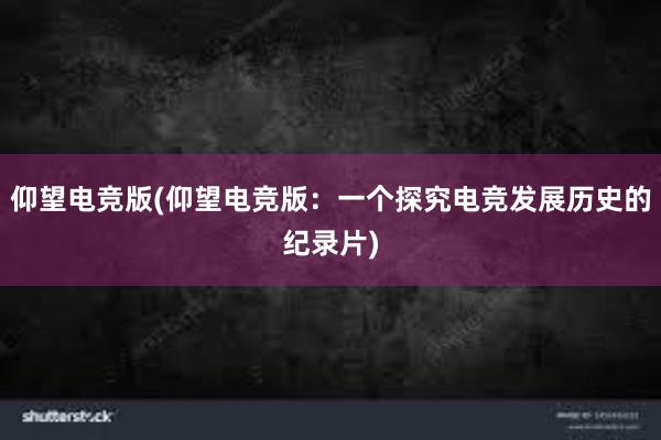 仰望电竞版(仰望电竞版：一个探究电竞发展历史的纪录片)