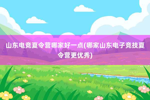 山东电竞夏令营哪家好一点(哪家山东电子竞技夏令营更优秀)