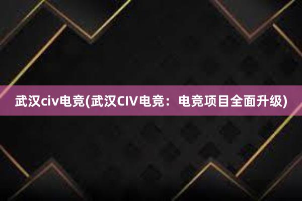 武汉civ电竞(武汉CIV电竞：电竞项目全面升级)