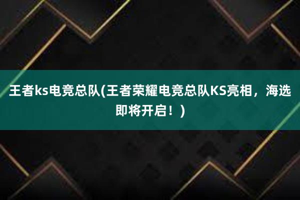 王者ks电竞总队(王者荣耀电竞总队KS亮相，海选即将开启！)