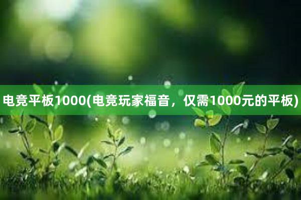 电竞平板1000(电竞玩家福音，仅需1000元的平板)