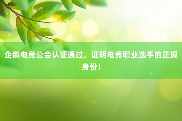 企鹅电竞公会认证通过，证明电竞职业选手的正规身份！