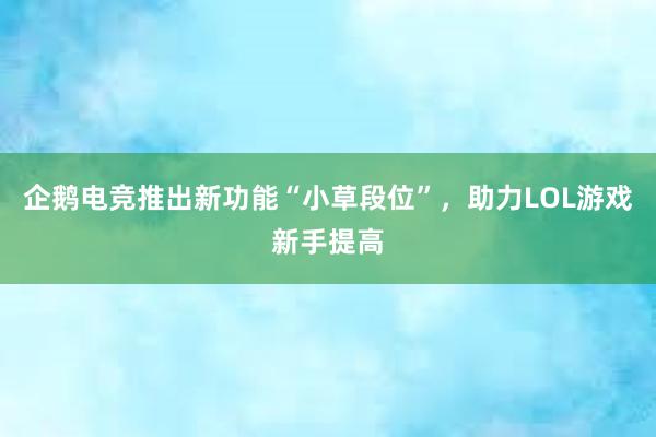 企鹅电竞推出新功能“小草段位”，助力LOL游戏新手提高