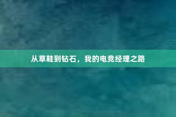 从草鞋到钻石，我的电竞经理之路