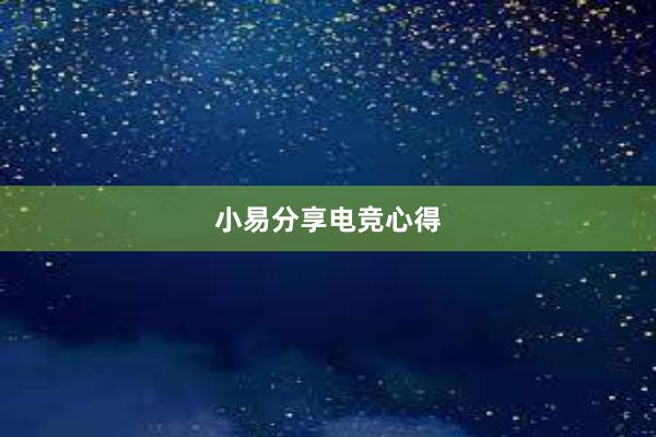 小易分享电竞心得