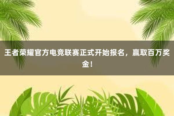 王者荣耀官方电竞联赛正式开始报名，赢取百万奖金！