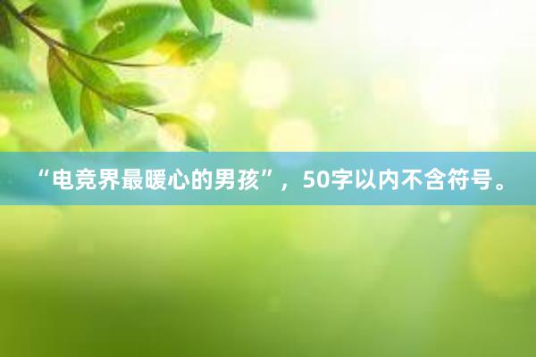 “电竞界最暖心的男孩”，50字以内不含符号。