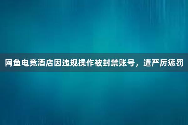 网鱼电竞酒店因违规操作被封禁账号，遭严厉惩罚