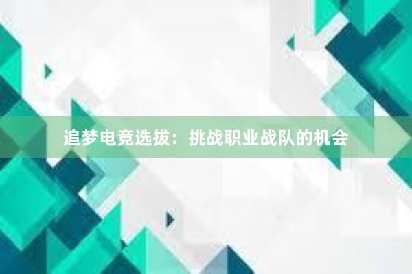 追梦电竞选拔：挑战职业战队的机会