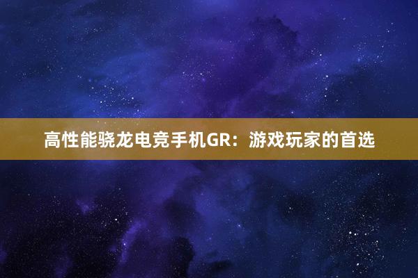 高性能骁龙电竞手机GR：游戏玩家的首选